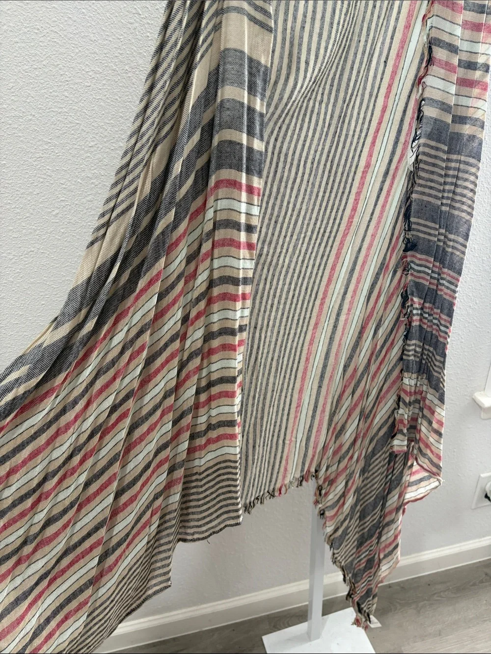 Lightweight Striped Open Front Vest - Neutral Stripe
